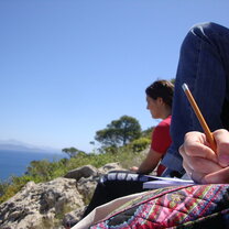 CYA students doing work by the sea CYA students doing work by the sea