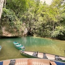 Barton Creek Cave --- we canoed into the cave for part of the day!