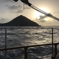 Underway in the Caribbean  Sunset underway headed towards our next destination